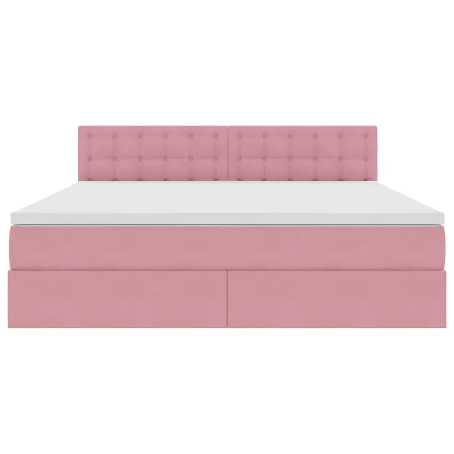Lit de Rangement avec matelas Rose 180 x 200 cm Velours - 7