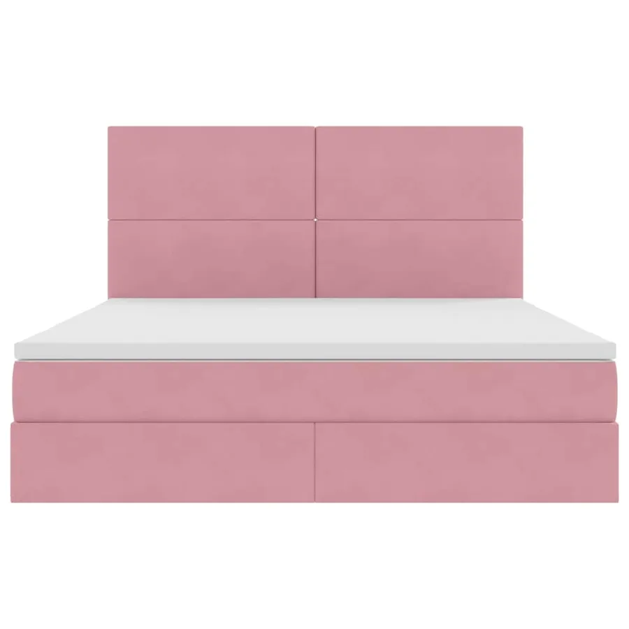 Lit avec rangement et matelas Rose 180 x 200 cm Velours - 7