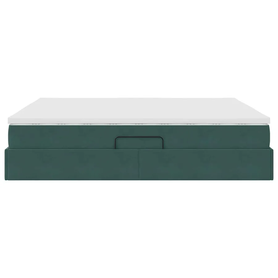 Lit avec rangement et matelas Vert foncé 180 x 200 cm Velours - 9