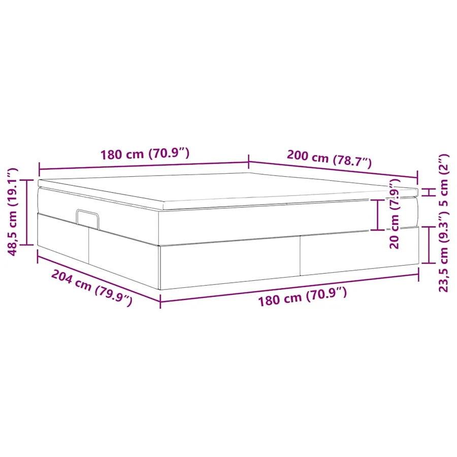 Lit avec rangement et matelas Crème 180 x 200 cm Polyester - 13
