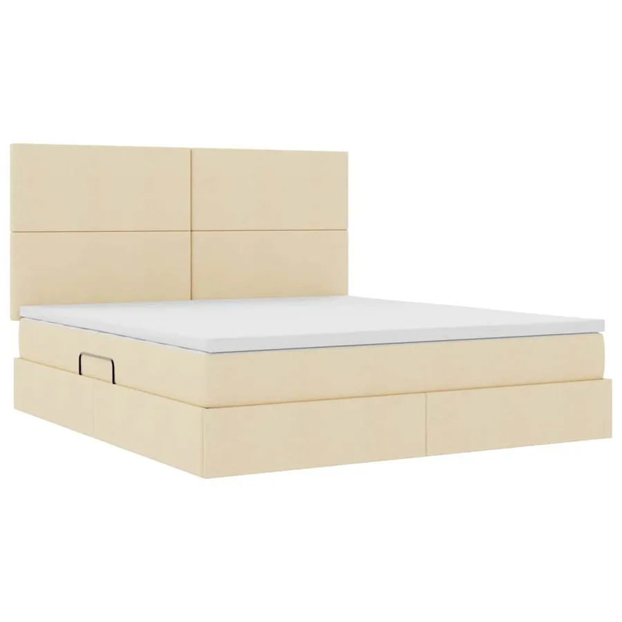 Lit de rangement LED avec matelas Crème 180 x 200 cm Tissu - 6