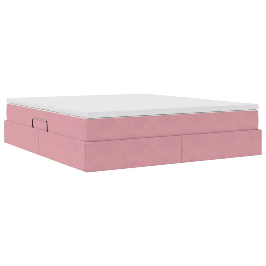 Lit avec rangement et matelas Rose 180 x 200 cm Velours - 10