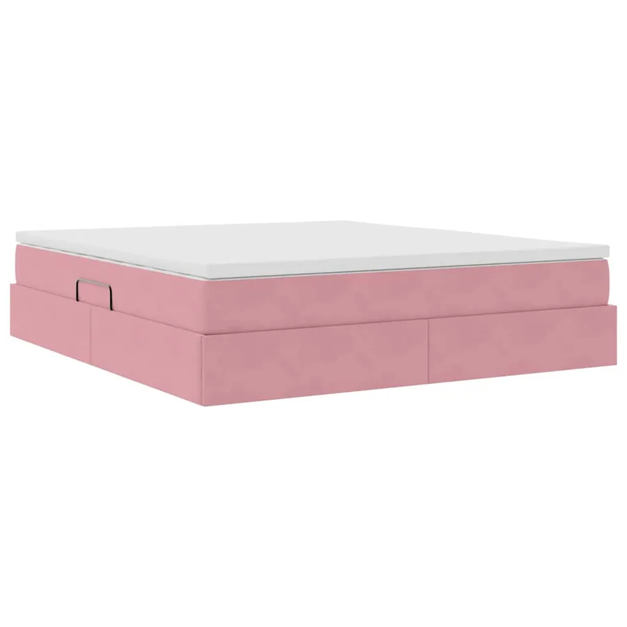 Lit avec rangement et matelas Rose 180 x 200 cm Velours - 5