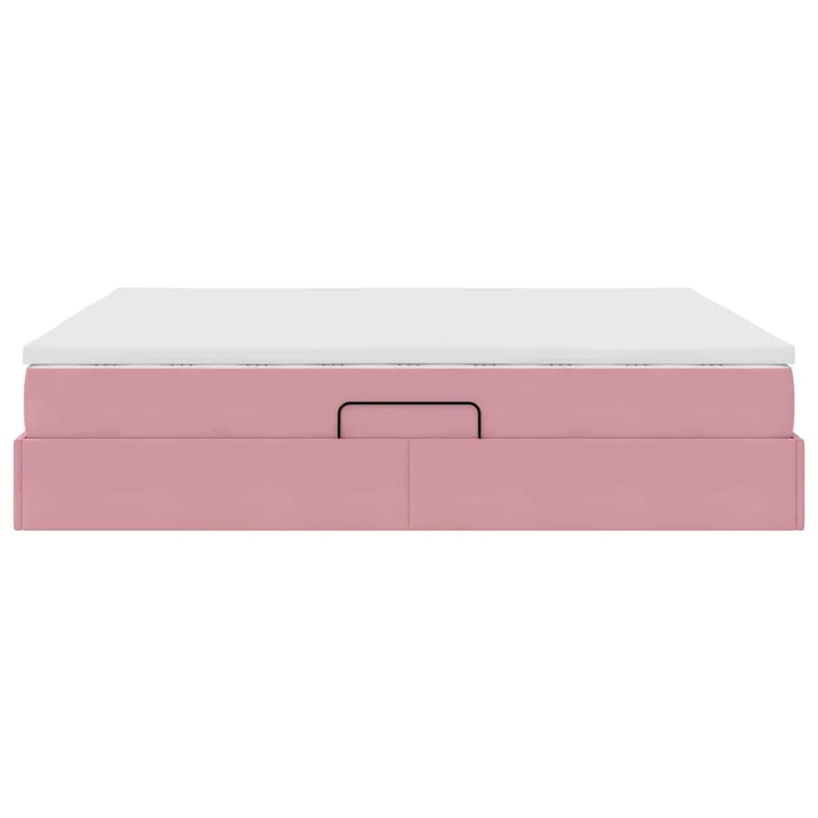 Lit avec rangement et matelas Rose 180 x 200 cm Velours - 9