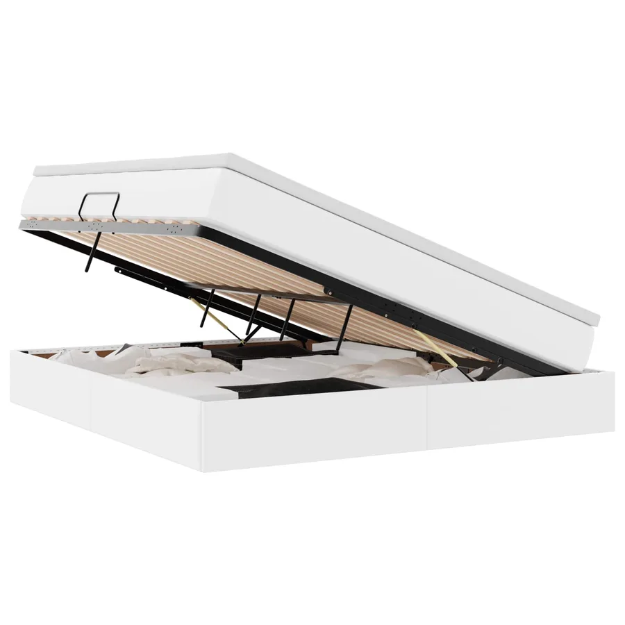 Lit avec rangement et matelas Blanc 180 x 200 cm Simili cuir - 2