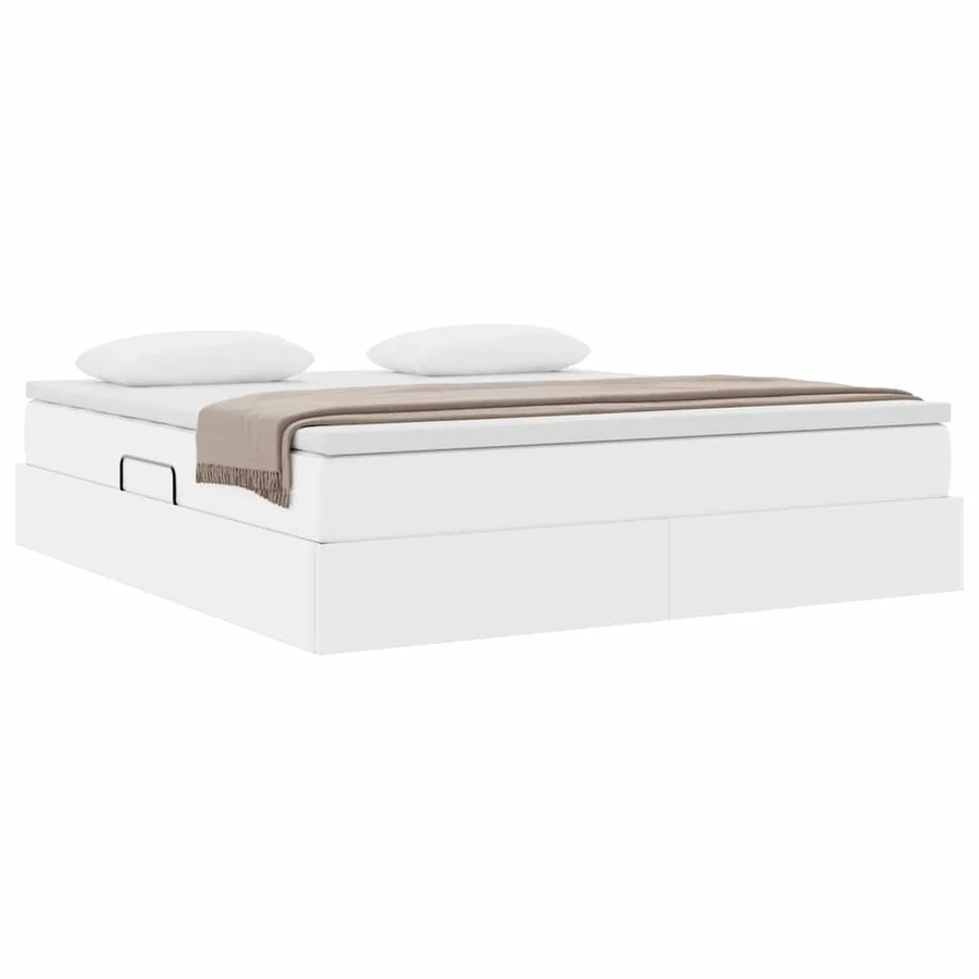 Lit avec rangement et matelas Blanc 180 x 200 cm Simili cuir - 3