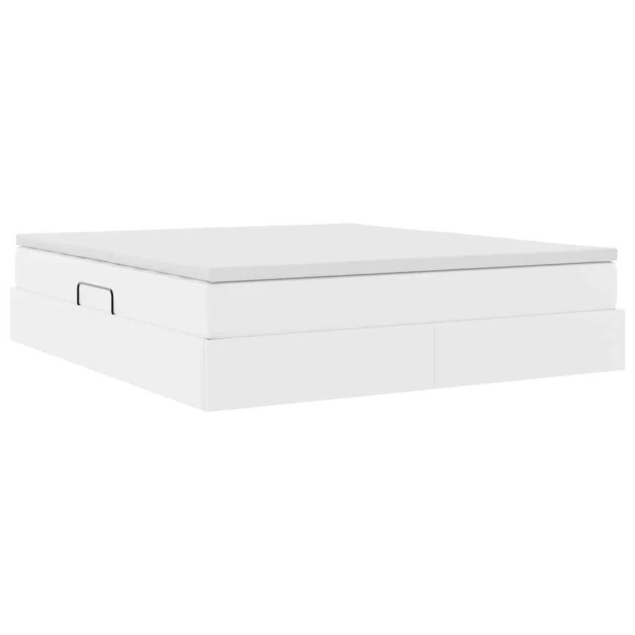 Lit avec rangement et matelas Blanc 180 x 200 cm Simili cuir - 5