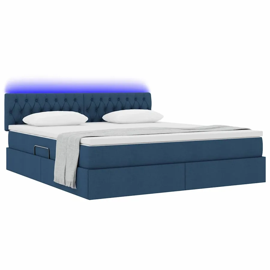 Lit de rangement LED avec matelas Bleu 180 x 200 cm Tissu - 3