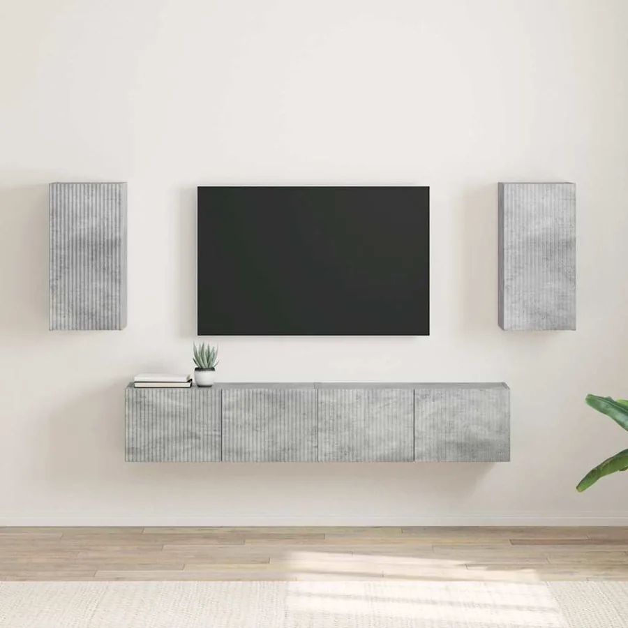 Meuble TV mural 2 pcs Béton 30 x 31 x 60 cm Bois d'ingénierie