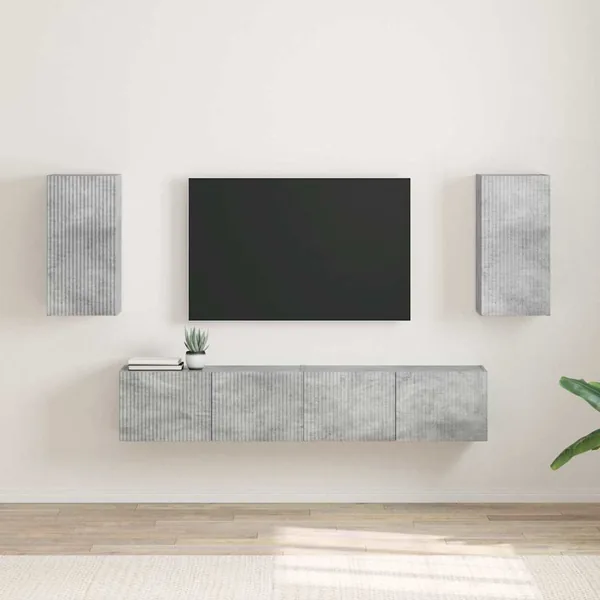 Meuble TV mural 2 pcs Béton 30 x 31 x 60 cm Bois d'ingénierie