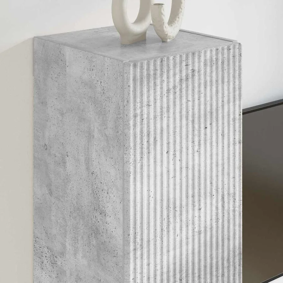 Meuble TV mural 2 pcs Béton 30 x 31 x 60 cm Bois d'ingénierie - 4