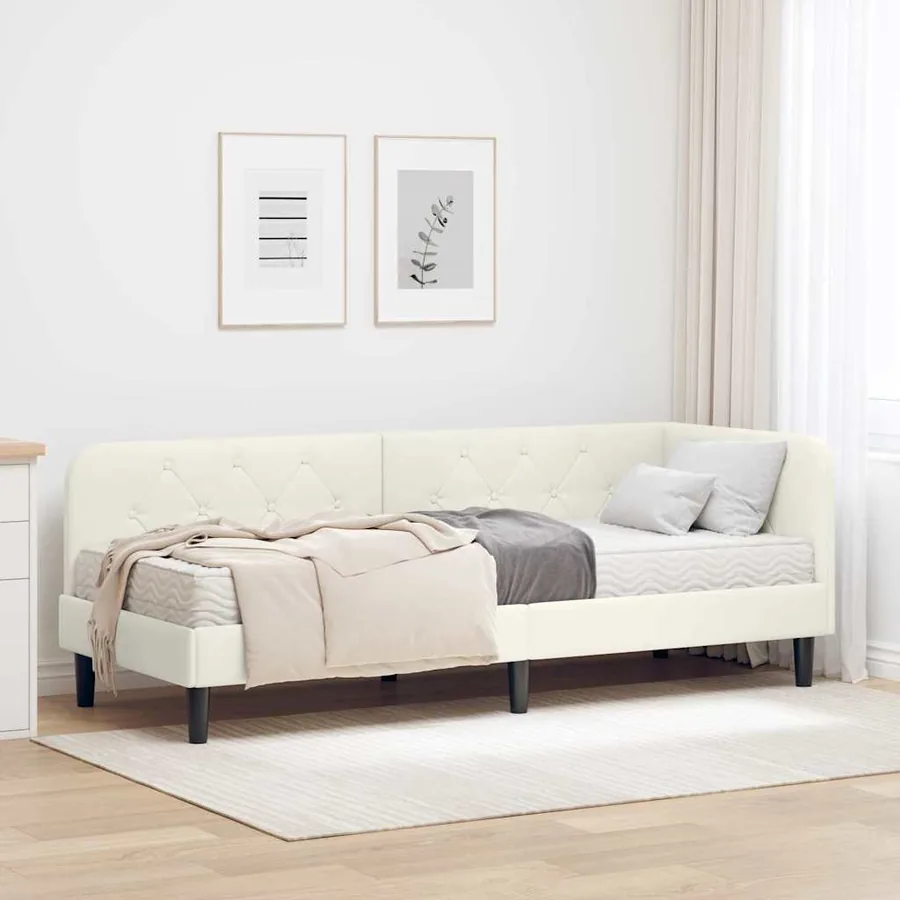 Cadre de lit d'angle Crème 80 x 200 cm Velours