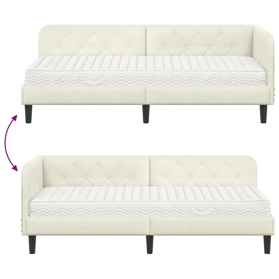 Cadre de lit d'angle Crème 80 x 200 cm Velours - 12