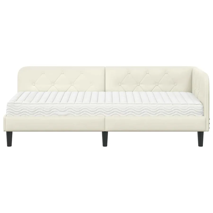 Cadre de lit d'angle Crème 80 x 200 cm Velours - 5