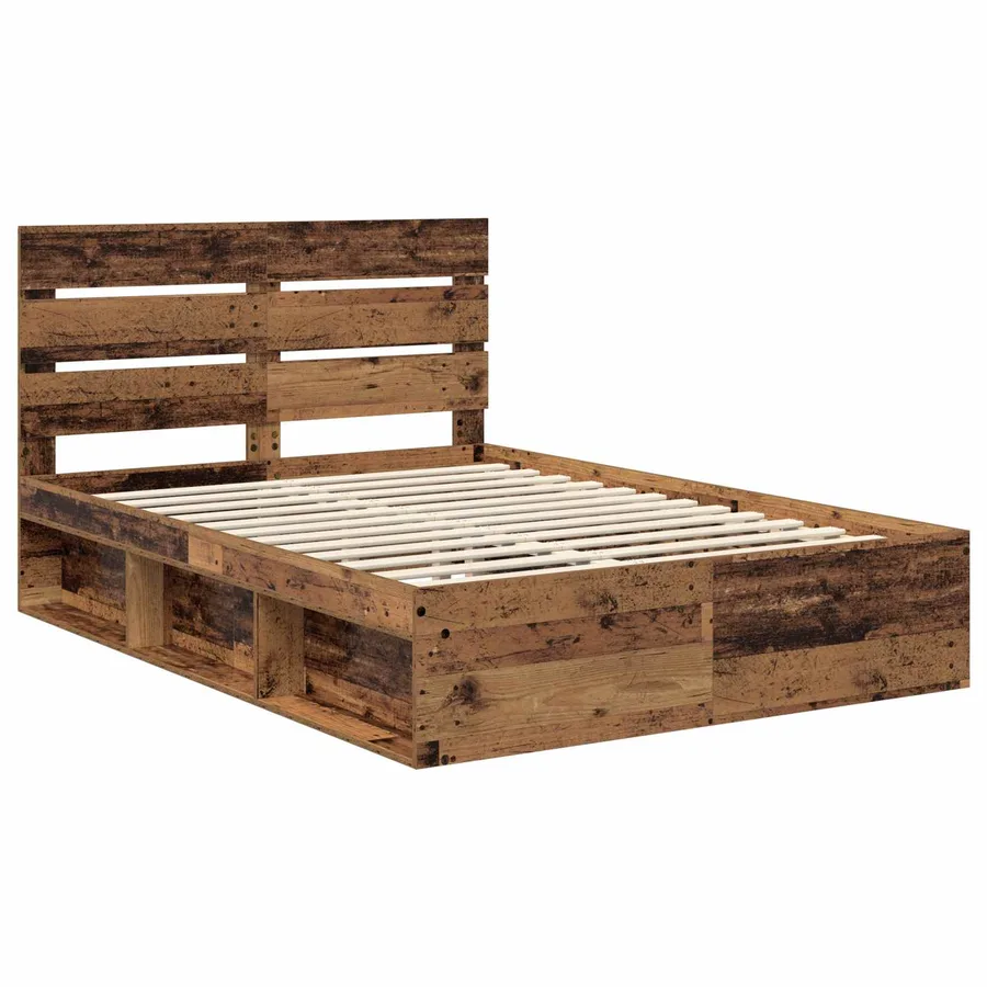 Cadre de lit Bois ancien 160 x 200 cm Bois de pin massif - 4