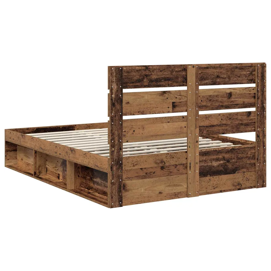 Cadre de lit Bois ancien 160 x 200 cm Bois de pin massif - 9