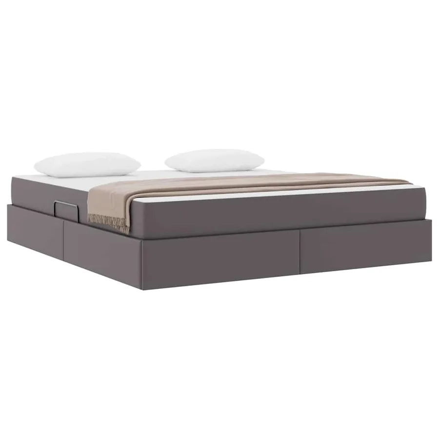 Lit avec rangement et matelas avec matelas 2 pcs Gris Cuir - 3