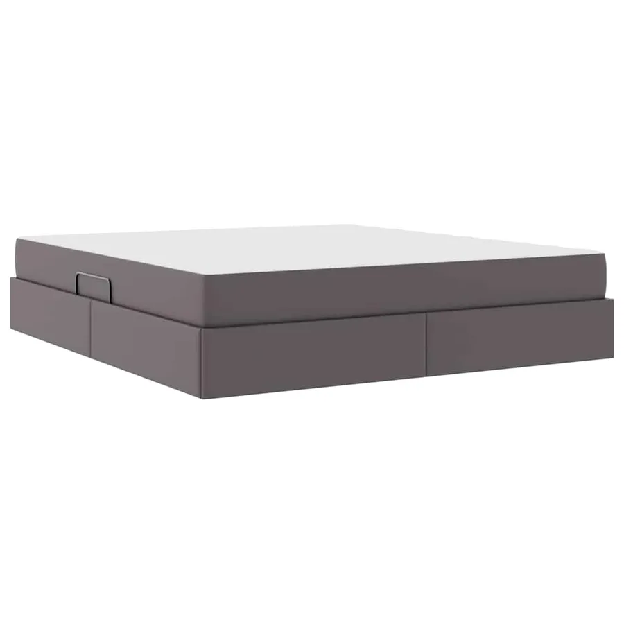 Lit avec rangement et matelas avec matelas 2 pcs Gris Cuir - 5