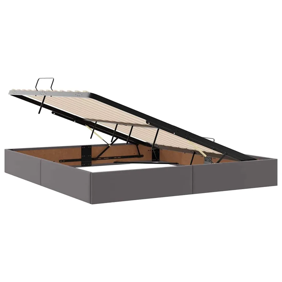 Lit avec rangement et matelas avec matelas 2 pcs Gris Cuir - 6