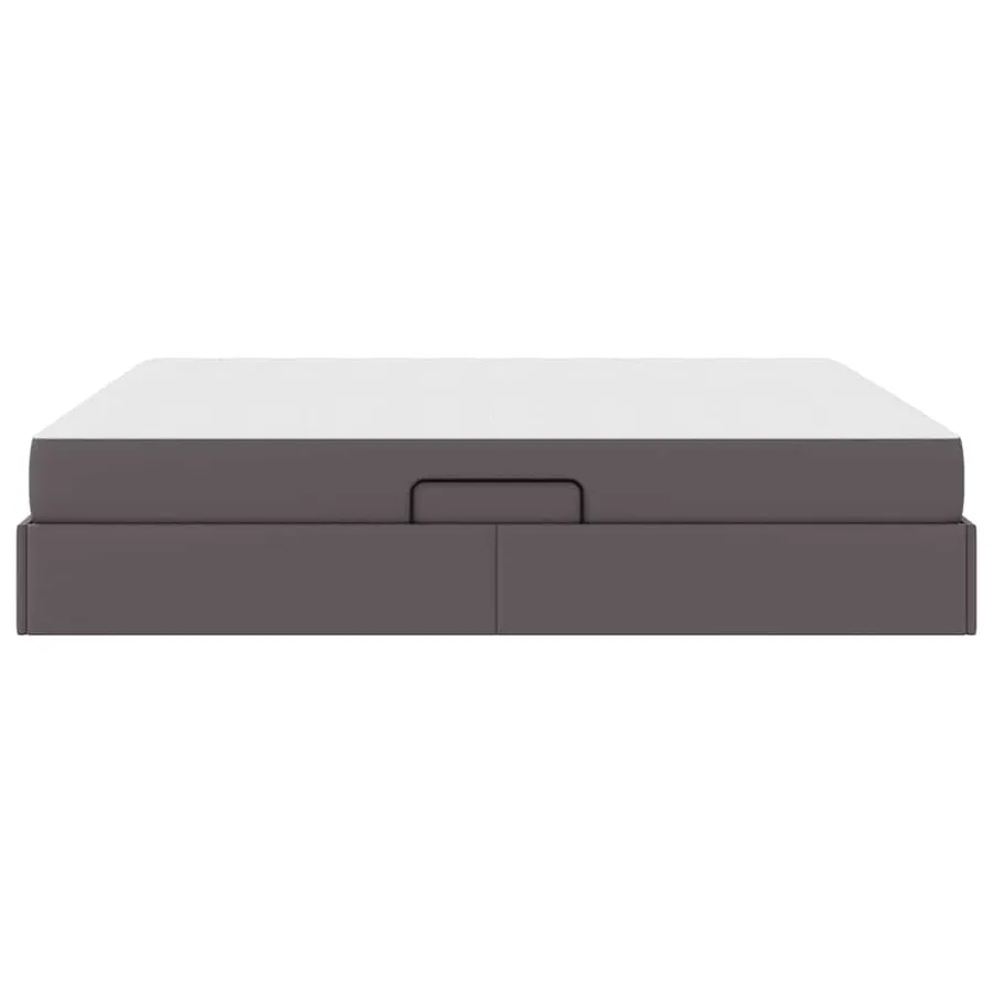 Lit avec rangement et matelas avec matelas 2 pcs Gris Cuir - 9