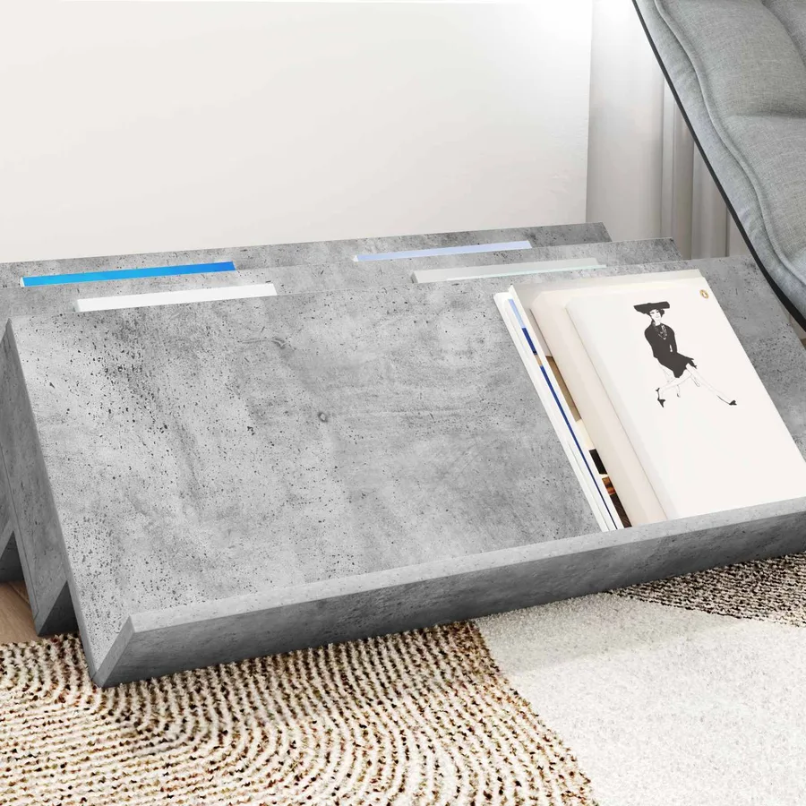 Étagère à magazines avec étagère Gris Béton 90 x 53 x 28,5 cm - 4