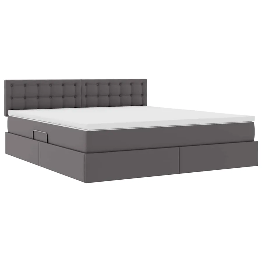 Lit avec rangement et LED Gris 180 x 200 cm Cuir synthétique - 6