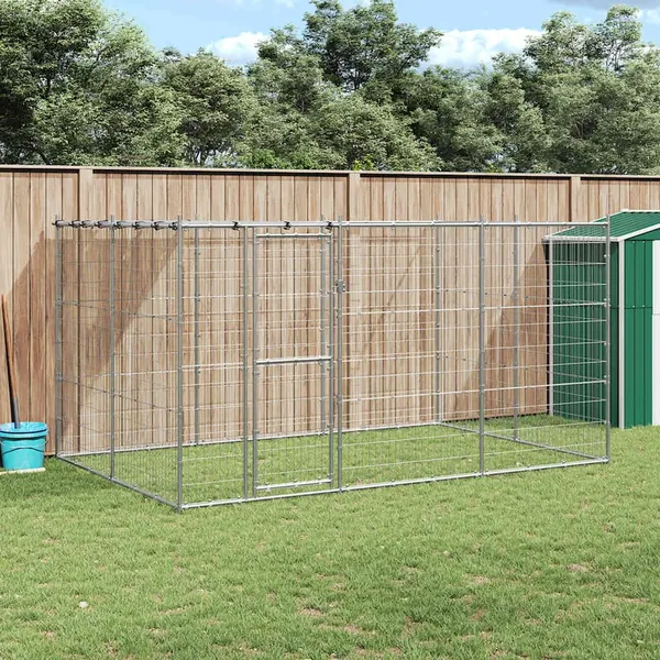 Chenil extérieur Acier galvanisé avec toit 7,26 m²