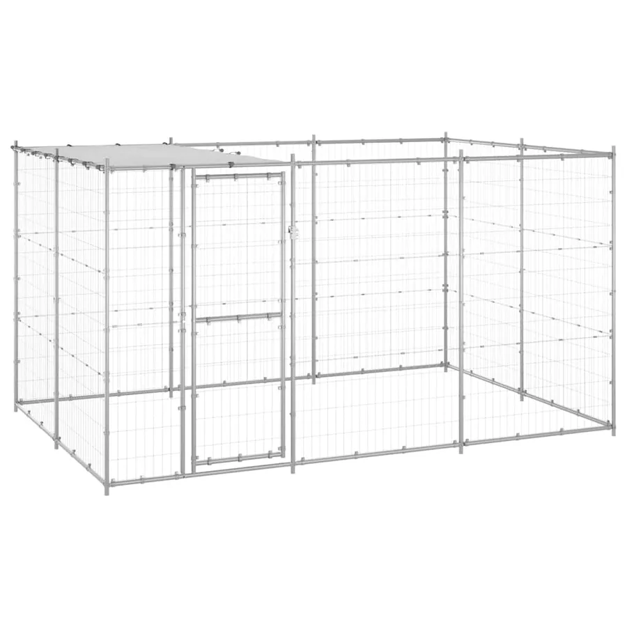 Chenil extérieur Acier galvanisé avec toit 7,26 m² - 2