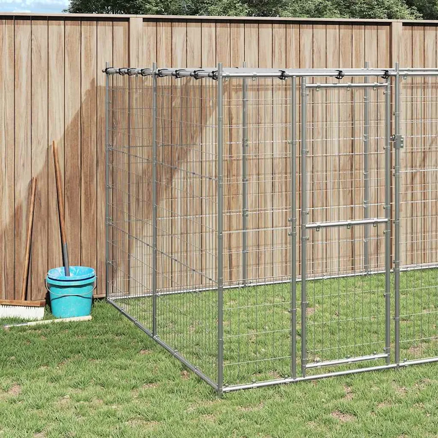 Chenil extérieur Acier galvanisé avec toit 7,26 m² - 3