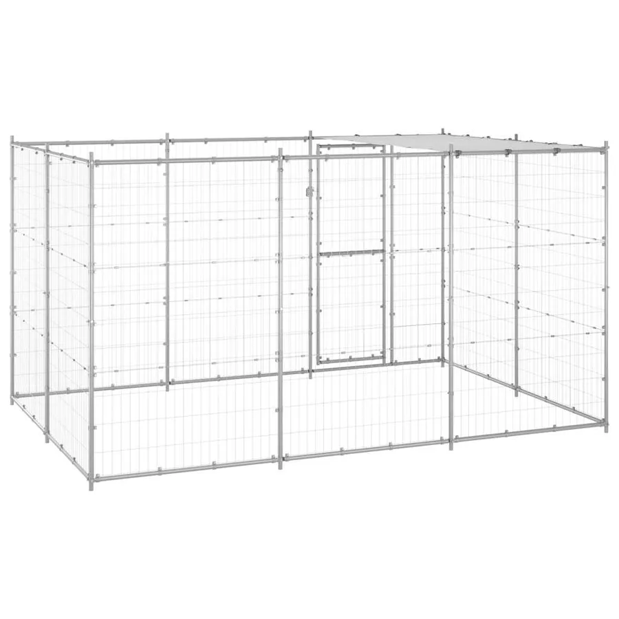 Chenil extérieur Acier galvanisé avec toit 7,26 m² - 6
