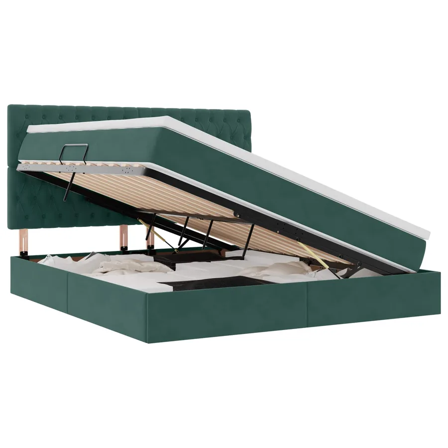 Lit de rangement LED avec matelas Vert foncé 180 x 200 cm - 2