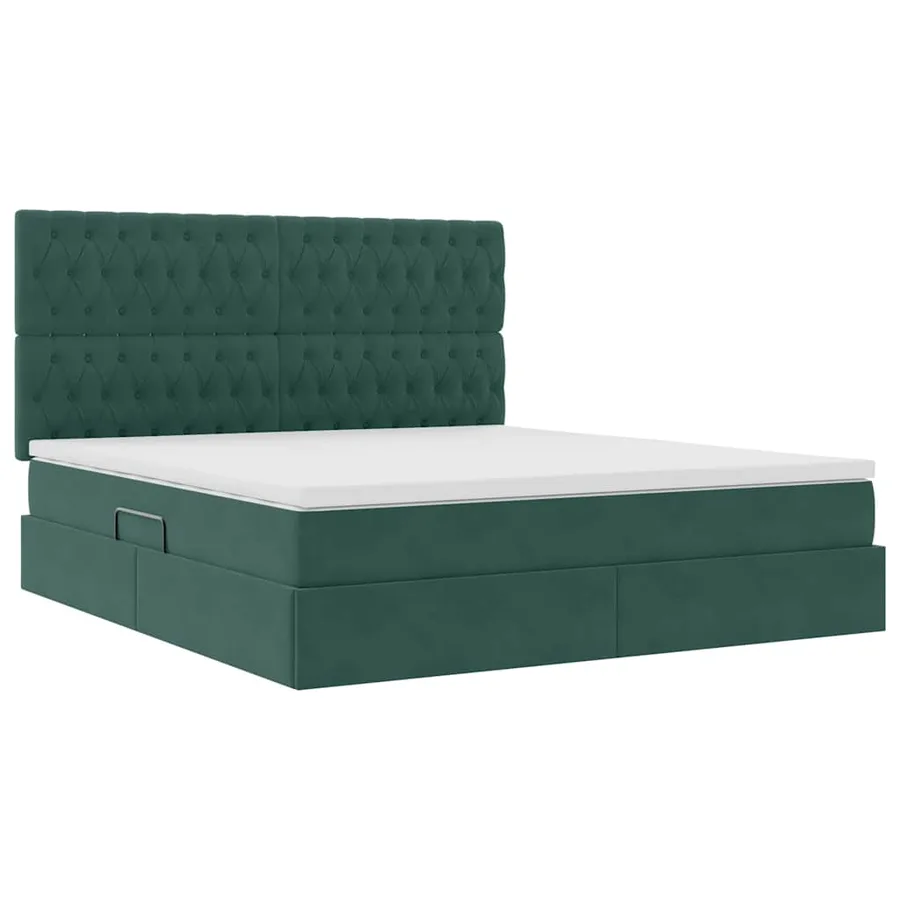 Lit de rangement LED avec matelas Vert foncé 180 x 200 cm - 6