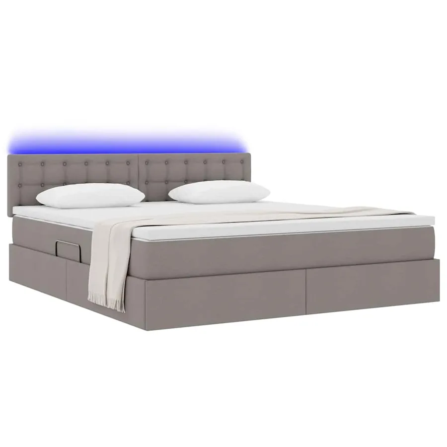 Lit de rangement LED avec matelas Taupe 180 x 200 cm Tissu - 3