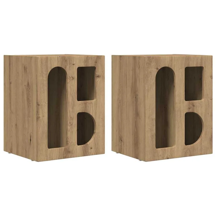 Table de chevet ELST 2 pc Chêne artisanal 40 x 35 x 50 cm - 2