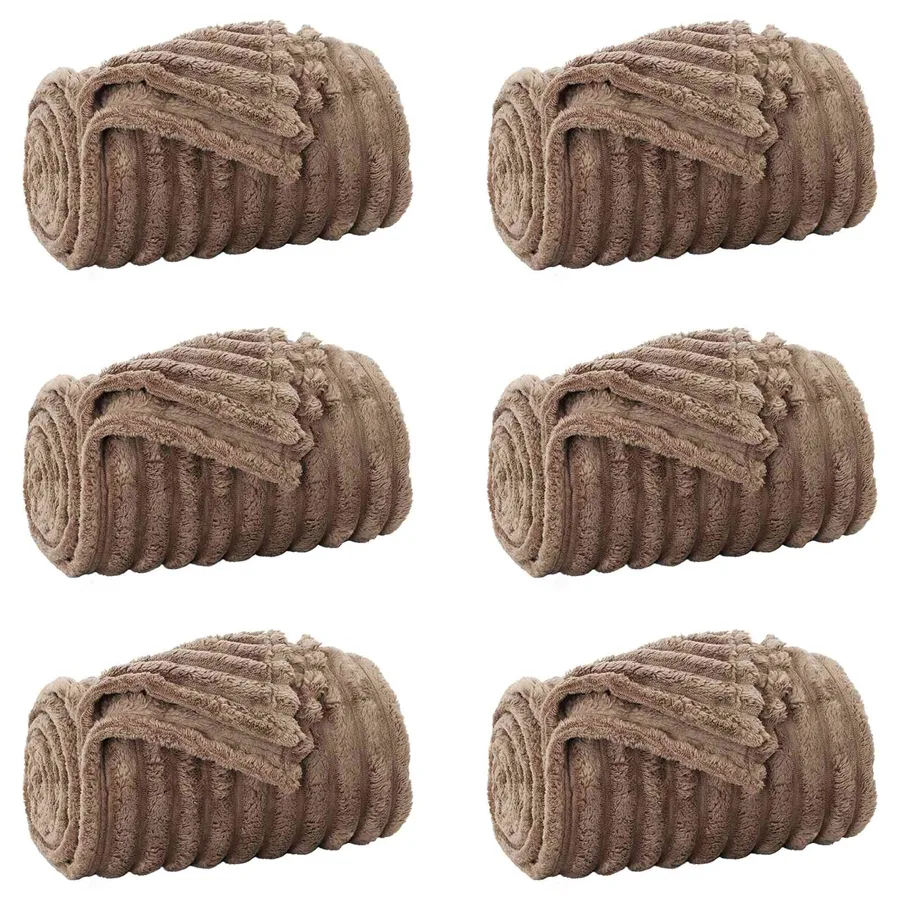 Couvertures à jeter 6 pcs Camel 240 x 220 cm Toison - 2