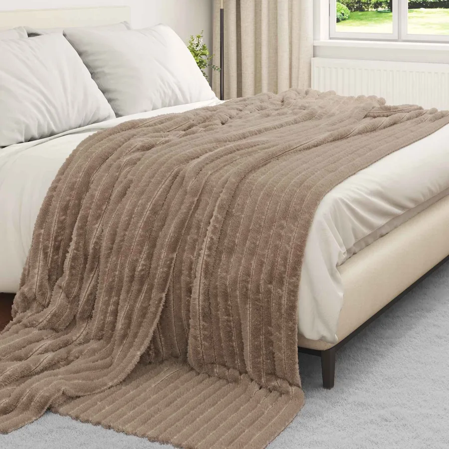 Couvertures à jeter 6 pcs Camel 240 x 220 cm Toison - 3