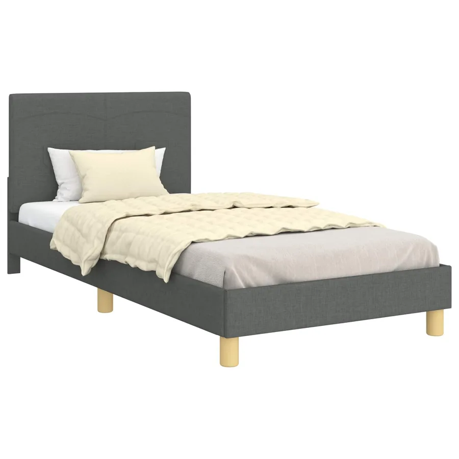 Cadre de lit pour enfants avec tête de lit Gris foncé tissu - 2