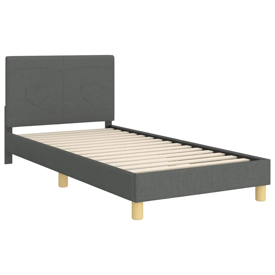 Cadre de lit pour enfants avec tête de lit Gris foncé tissu - 4