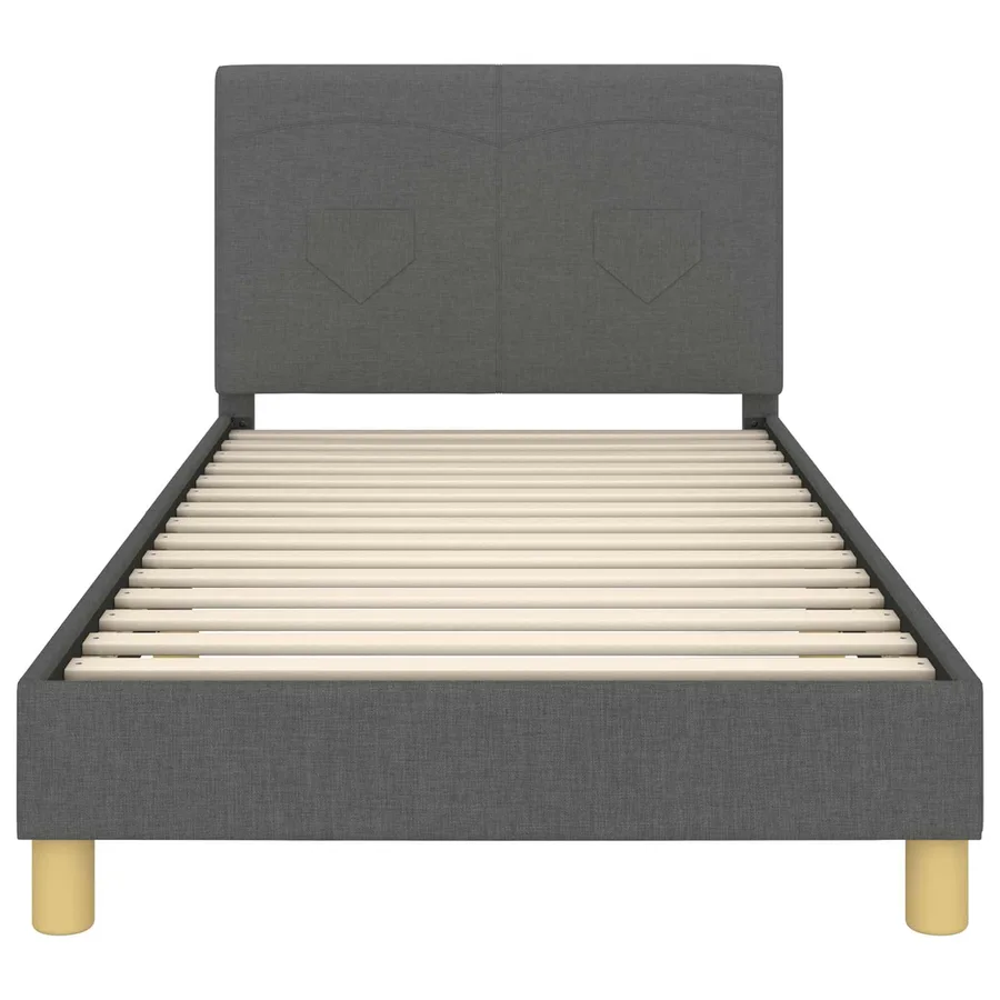 Cadre de lit pour enfants avec tête de lit Gris foncé tissu - 5