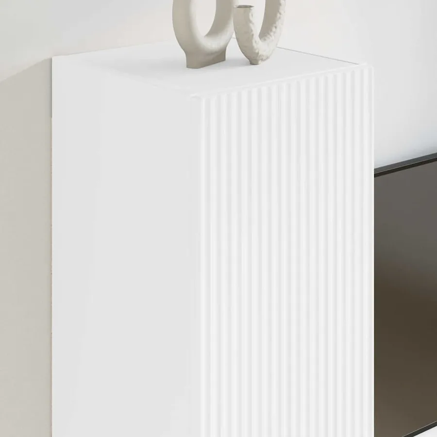 Meuble TV mural Blanc 30 x 31 x 60 cm Bois d'ingénierie - 4