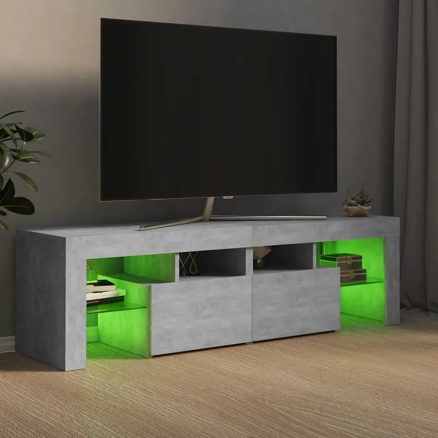 Meuble TV avec lumières LED Gris béton 140x36,5x40 cm - 3