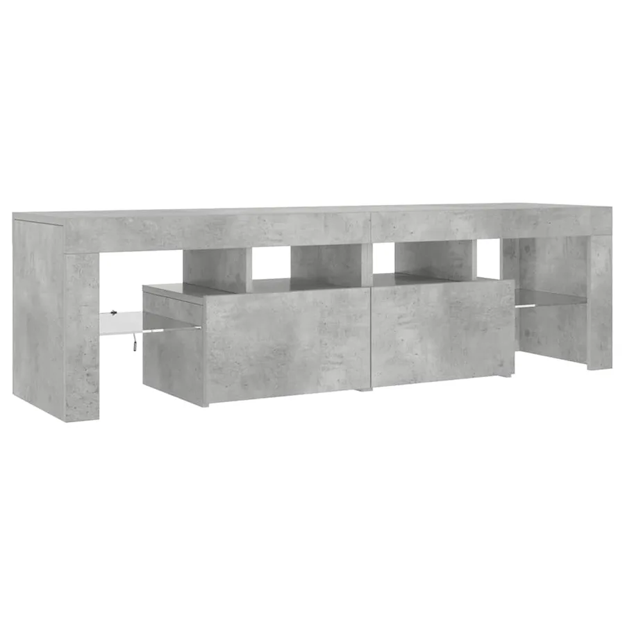 Meuble TV avec lumières LED Gris béton 140x36,5x40 cm - 7