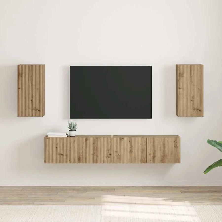 Meuble TV mural 2 pcs Chêne artisan Bois d'ingénierie