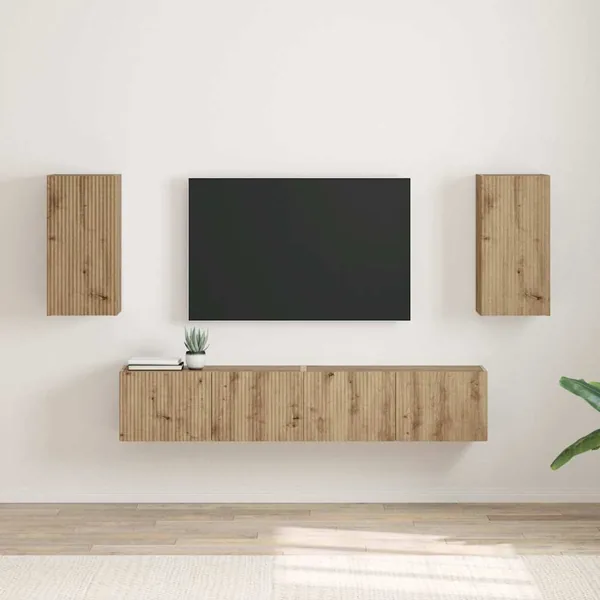 Meuble TV mural 2 pcs Chêne artisan Bois d'ingénierie