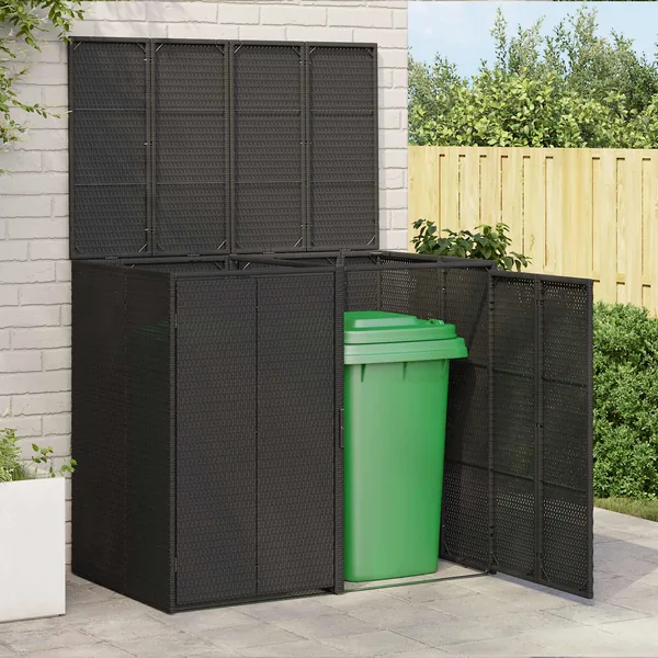 Boîte de poubelle 2 pcs Noir 130 x 80 x 115 cm Polyéthylène