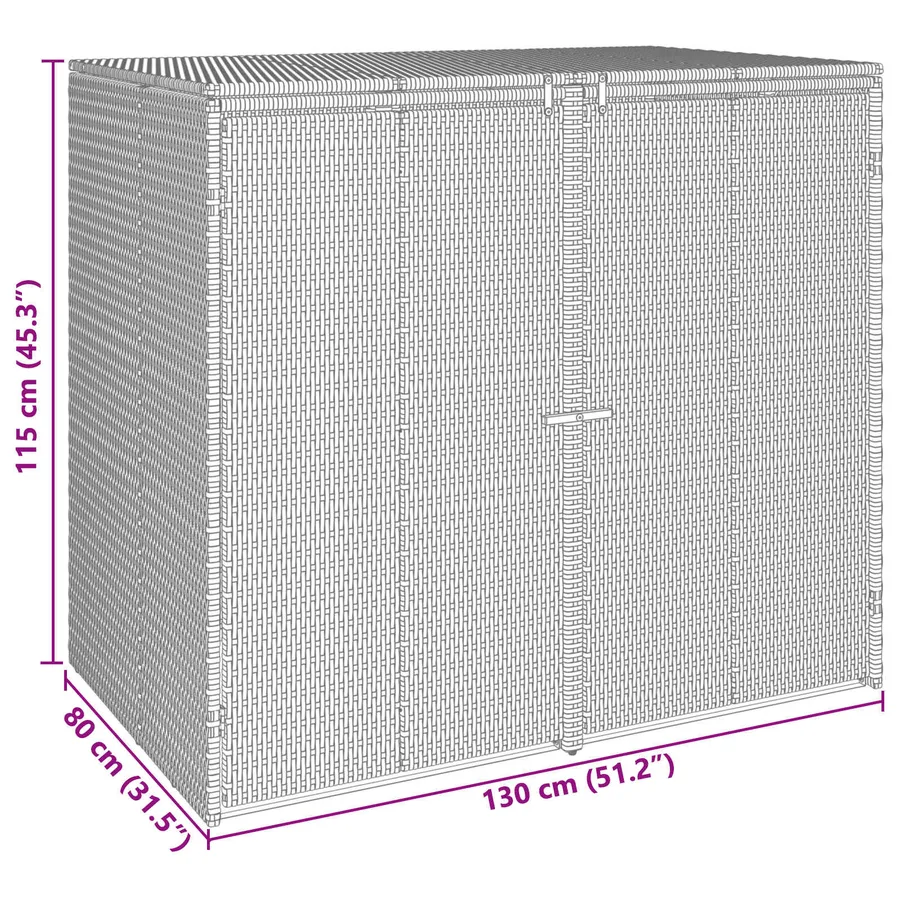 Boîte de poubelle 2 pcs Noir 130 x 80 x 115 cm Polyéthylène - 11
