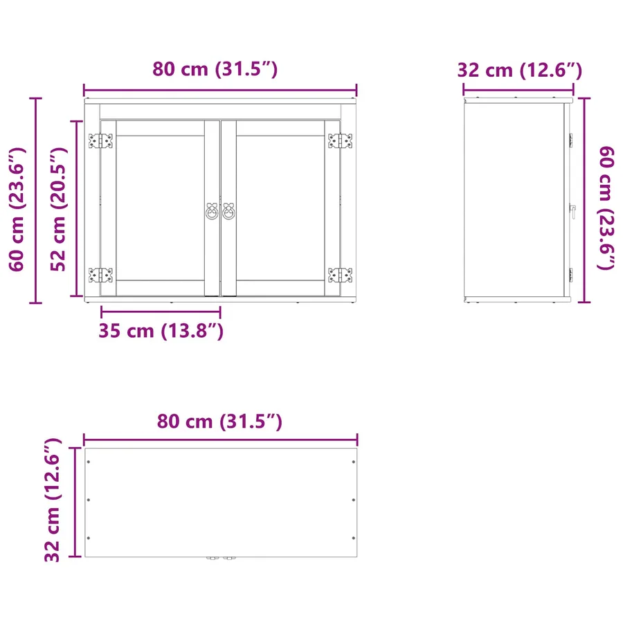 Armoire SKI Brun Miel 80 x 32 x 60 cm Pin massif - 12