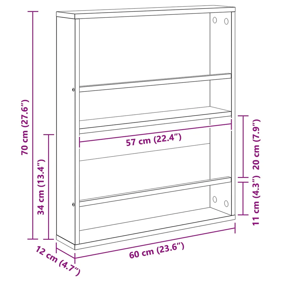 Étagère à magazines 2 pc Chêne artisanal 60 x 12 x 70 cm - 12