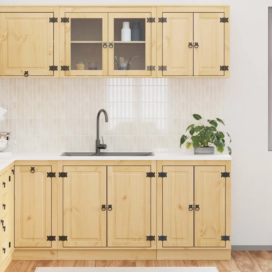 Armoire avec étagère avec porte SKI 4 pcs Brun Miel Pin massif - 4