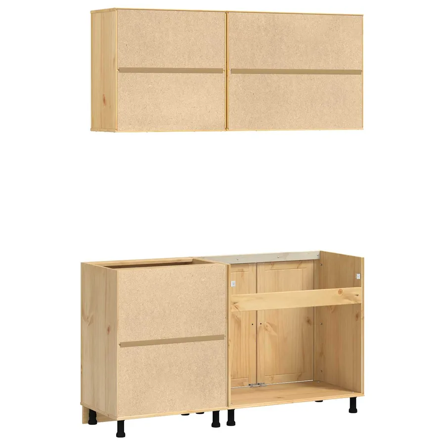 Armoire avec étagère avec porte SKI 4 pcs Brun Miel Pin massif - 9
